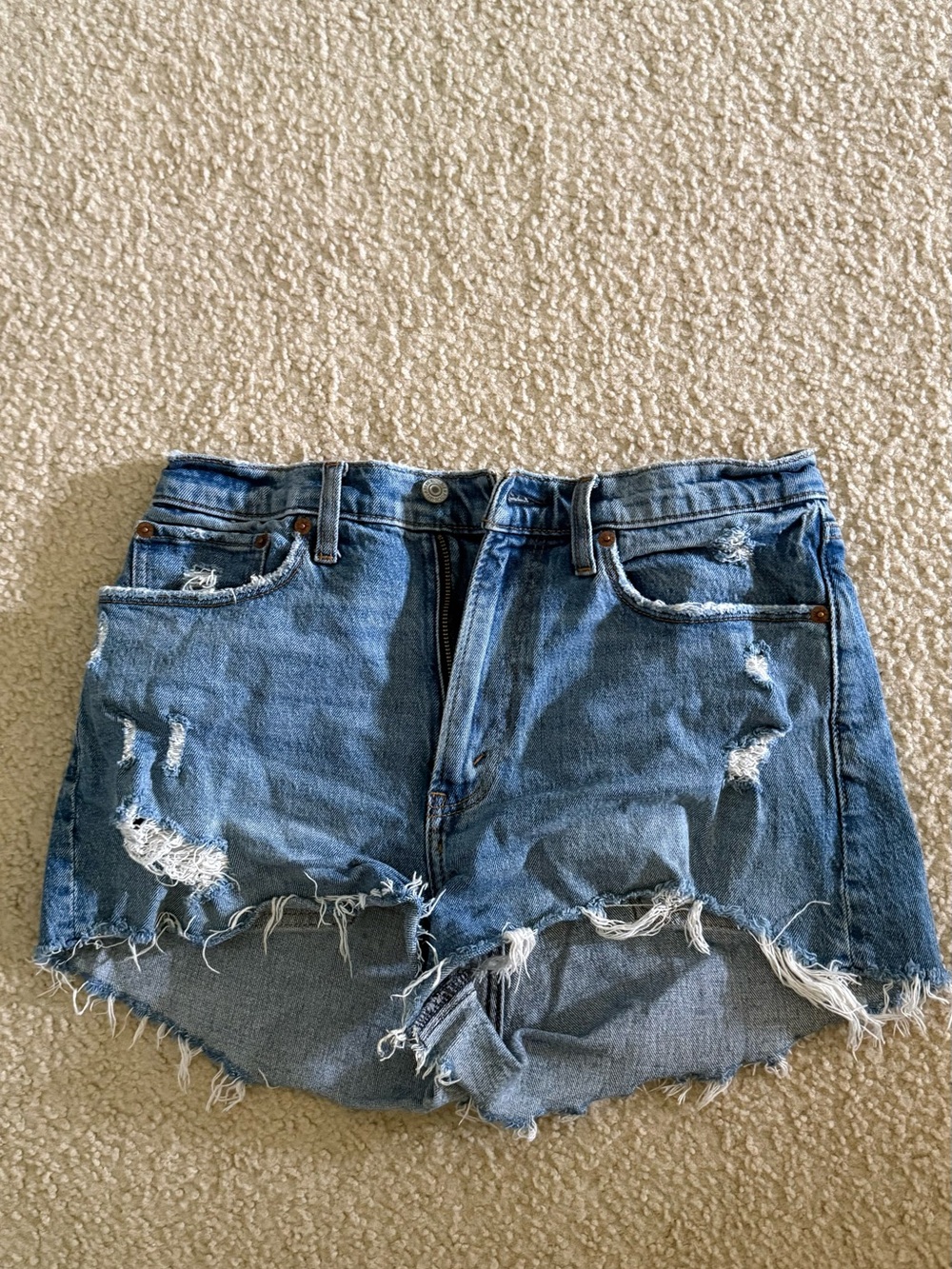 Abercrombie & Fitch Light Blue Distressed Denim Cutoff Shorts